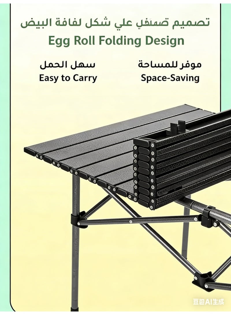 Beauenty 3-Piece Camping Set | Portable Camping Table with 2 Chairs, Folding Table with Carrying Bag 95×57×50cm and 2 Folding Chairs with Metal Frame  for Picnics, Travel, Beach, BBQ Black - Image 4